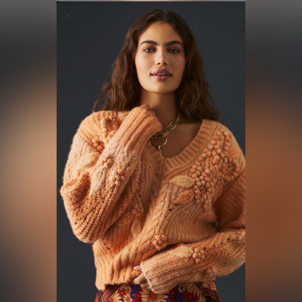 ⭐️Anthropologie Bauble V-Neck Chunky Knit Sweater⭐️
